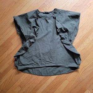 3/$15 Zara Army Green Ruffled Shirt